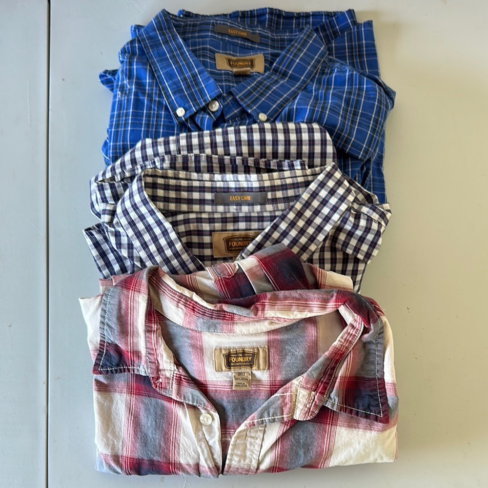 The Foundry Supply Co Casual Button Down Shirts Blue and Red